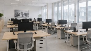 Accounting office early in the morning